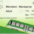 Zugticket der Cremallera de Montserrat für die Strecke Monistrol - Montserrat